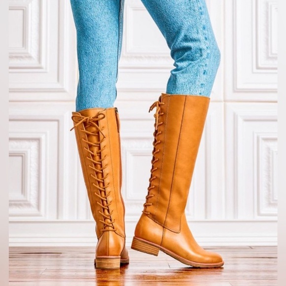 Sharnell II Luggage Leather Knee-High Boots 8.5